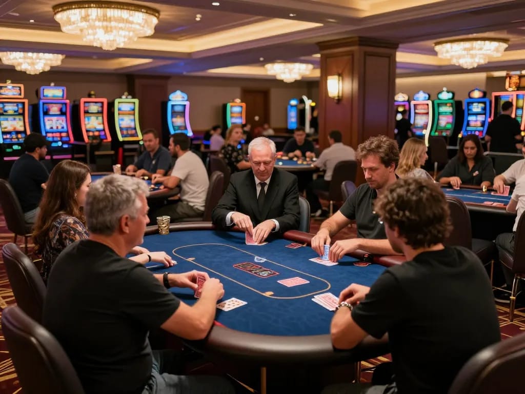 Experience the lively excitement of AE888 casino gaming with players engaged in poker