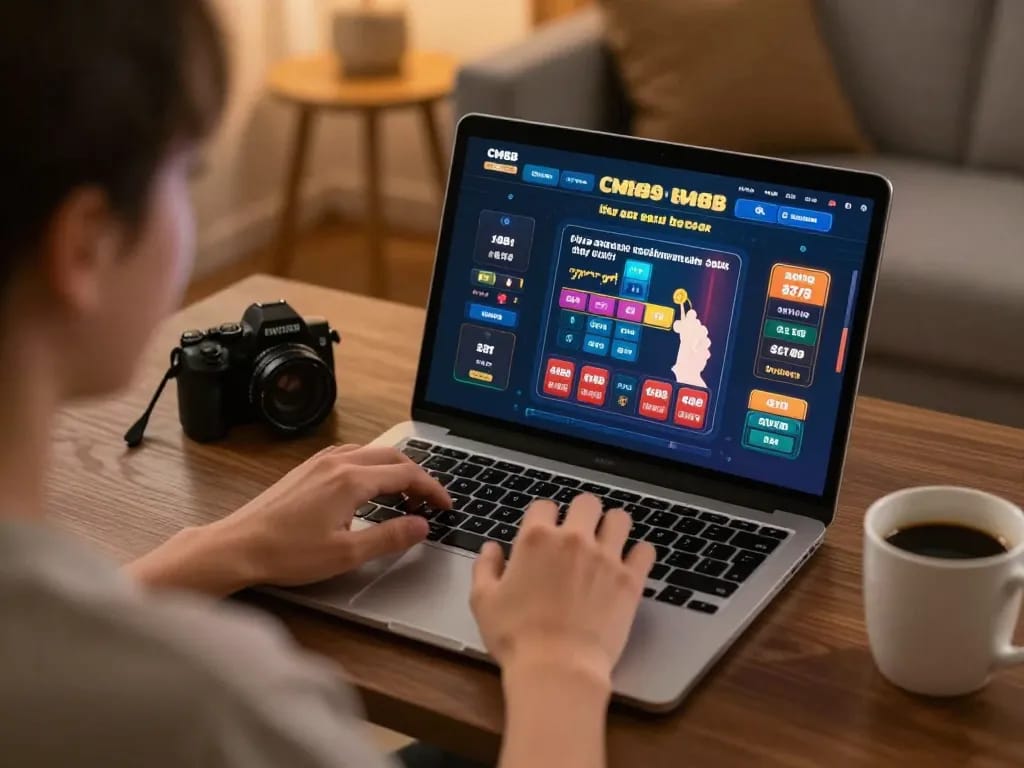 Player analyzing betting options on CM88 platform while enjoying a cozy home environment