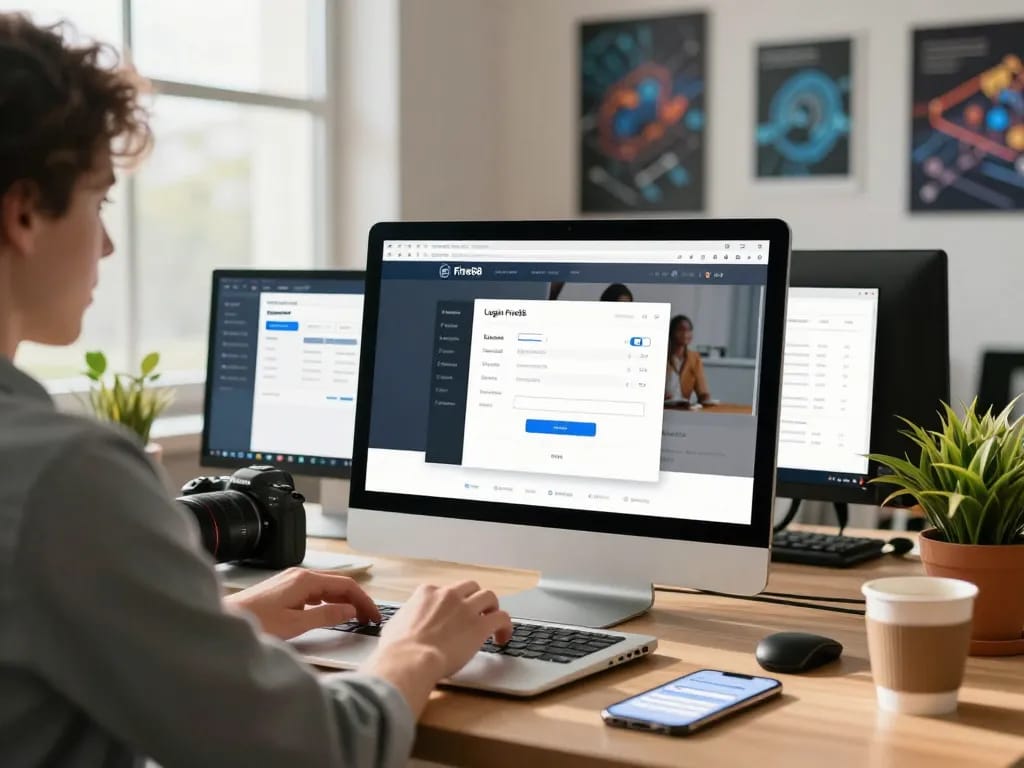 Engaging scene of a user accessing the Login Five88 portal on a laptop, showcasing a modern workspace and technology.