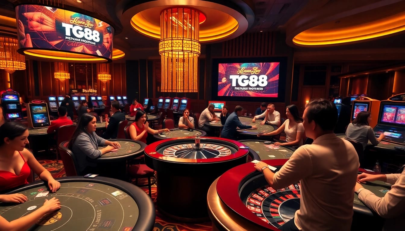 Experience the thrill of tg88 betting with luxurious casino elements and lively gameplay.