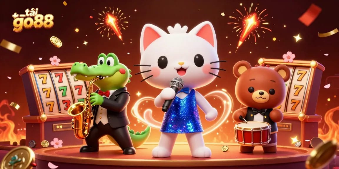 Experience thrilling gameplay with tải go88, featuring lively characters in a vibrant casino environment.