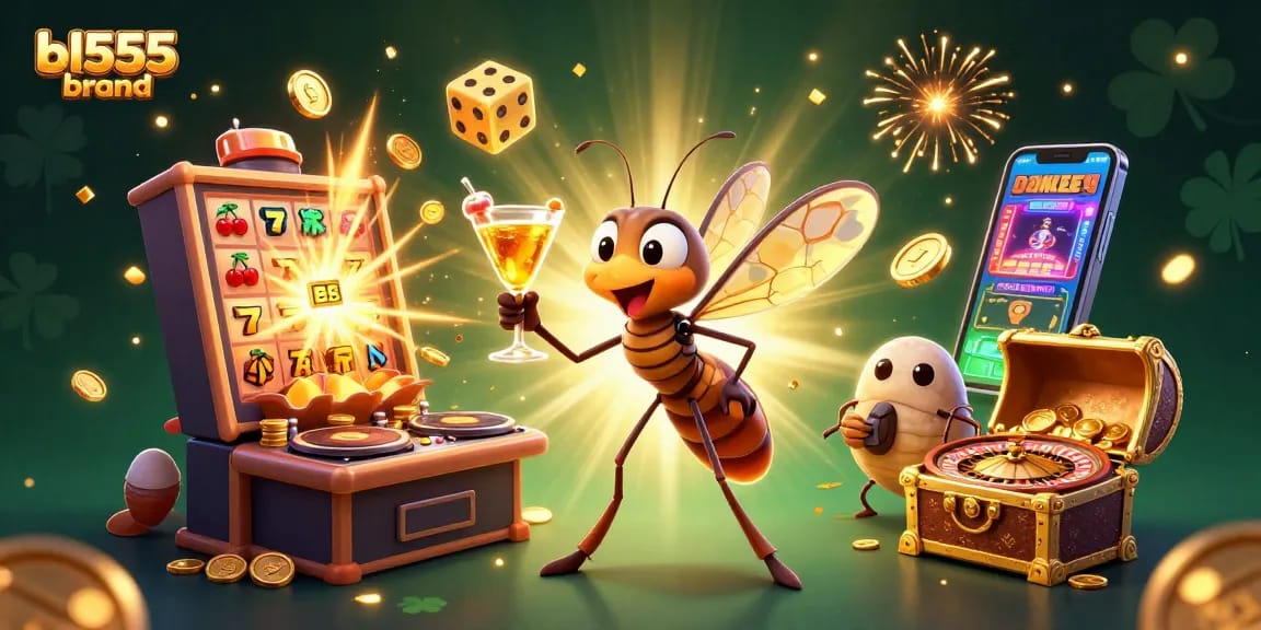 Engage with the captivating bl555brand casino scene featuring a unique frozen-in-amber mosquito mascot among rich jackpot elements.