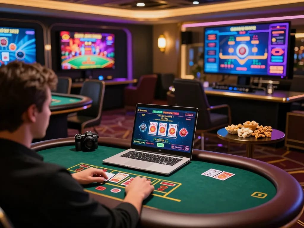 Engaging in live dealer games on 33win with immersive gameplay on a laptop.