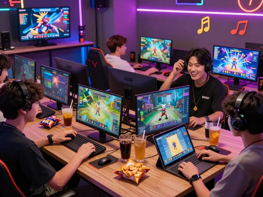 Players enjoying DA88's diverse gaming features in a lively gaming lounge