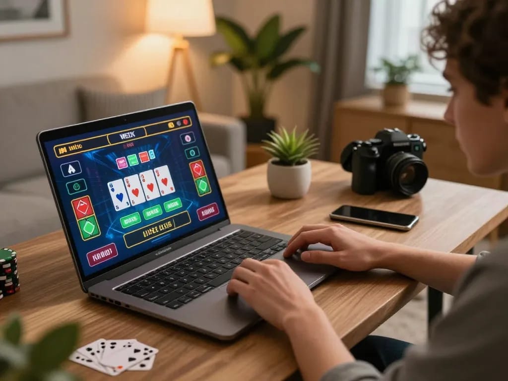3Win user engaging in an online casino game while tracking strategies and bankroll.