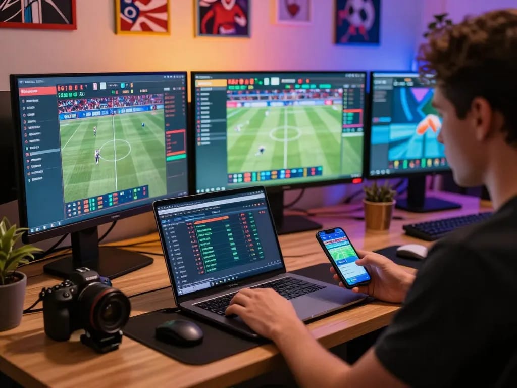 Engaging online sports betting scene showcasing soi keo nha cai strategies with live odds on screens.