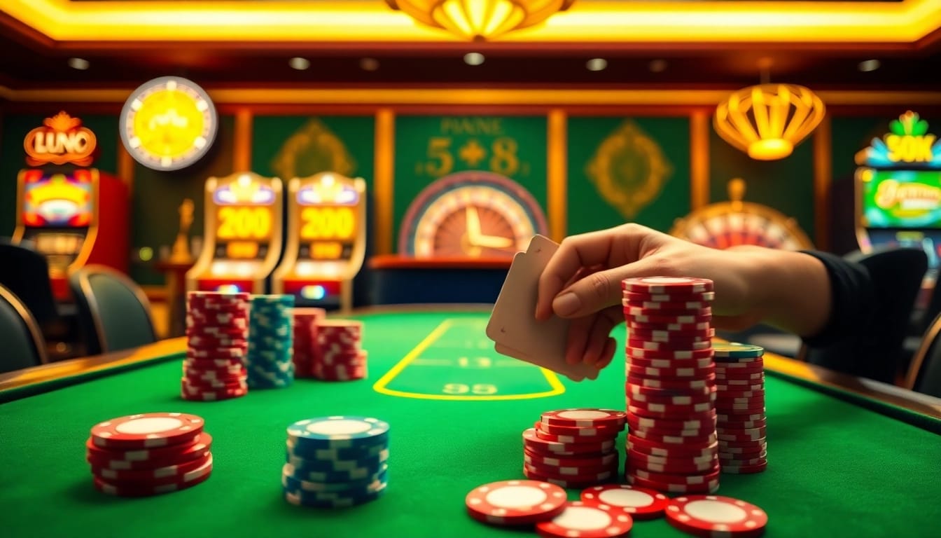 Experience excitement at nhà cái LUCK8 with luxurious poker action and vibrant gaming elements.