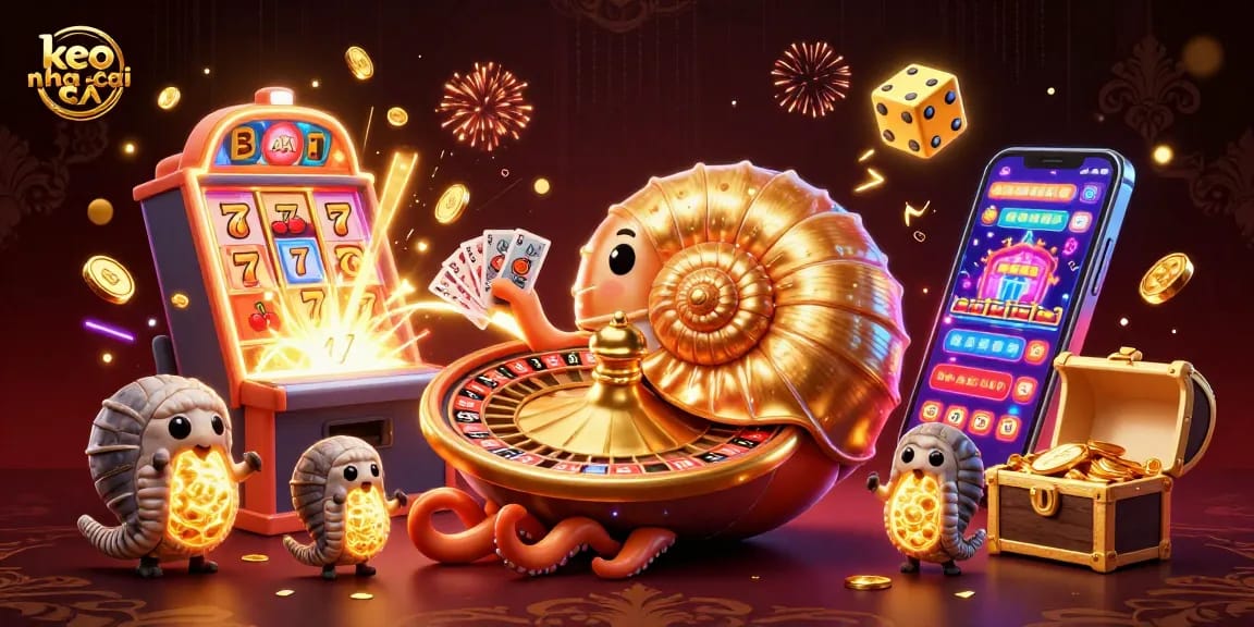 Experience keo nha cai excitement with a vibrant 3D casino scene full of winning elements.
