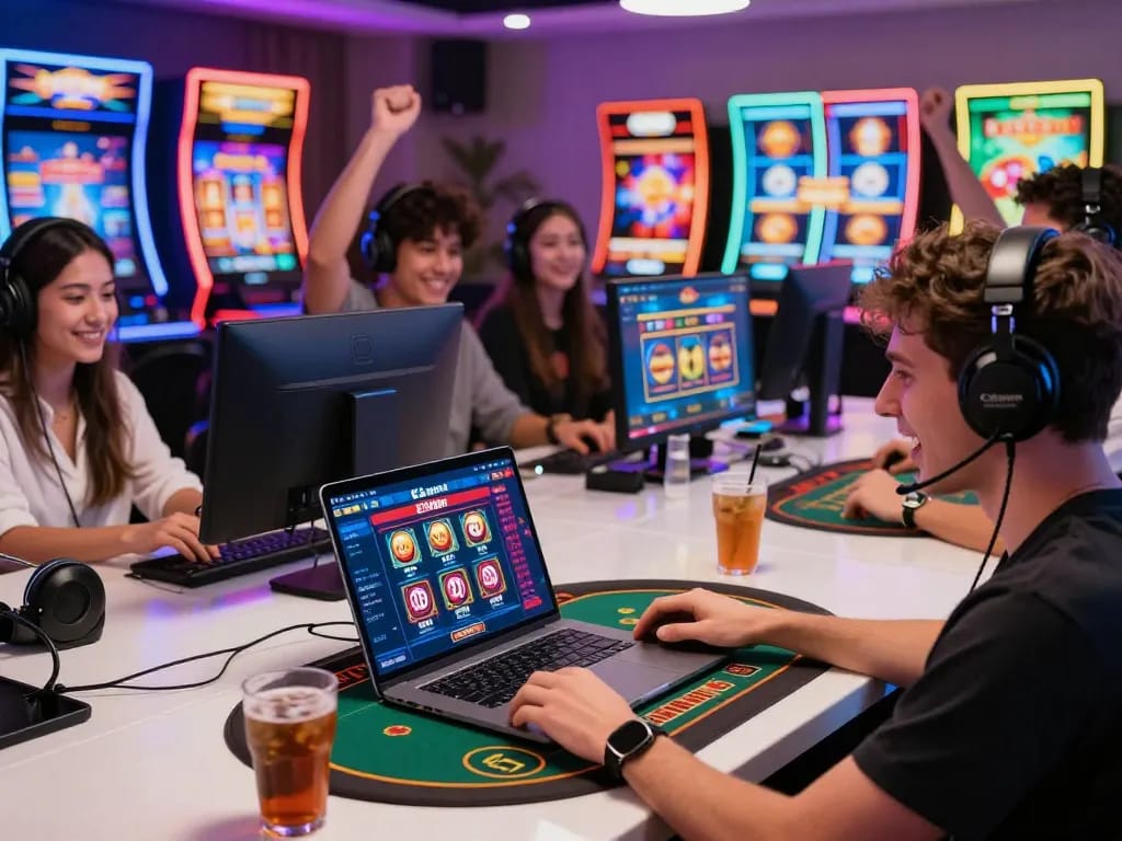 Engaged player using 23win live casino platform in an exciting gaming environment.