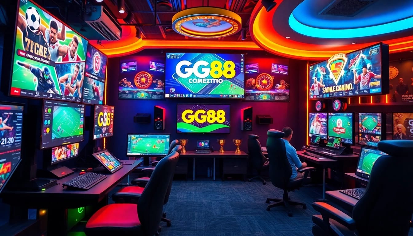 GG88 online gaming platform showcasing dynamic sports betting and casino games in a vibrant setting.