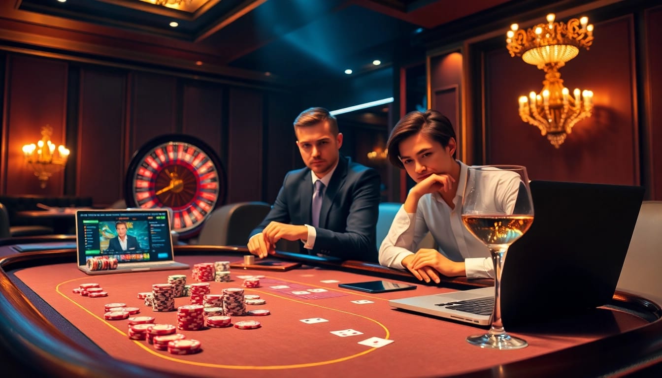 ABC8 casino scene with poker players at a high-stakes table and roulette wheel.