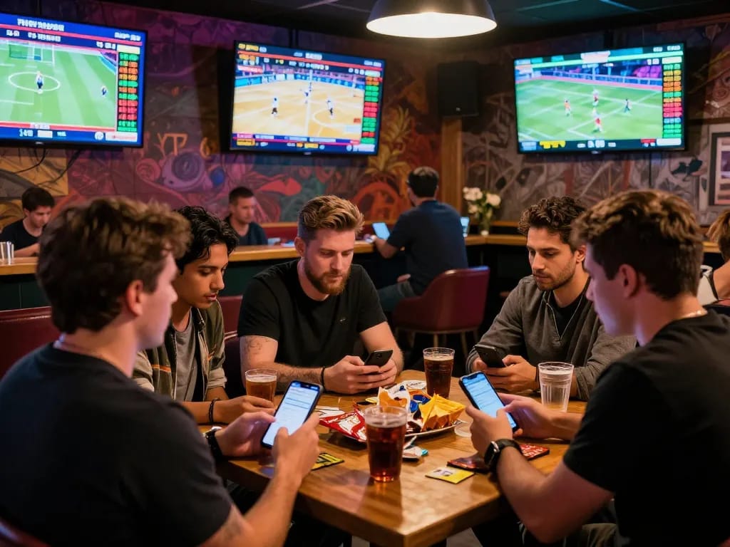 Tỷ lệ kèo nhà cái depicted in a vibrant sportsbook scene with enthusiastic bettors engaging in live sports wagering.