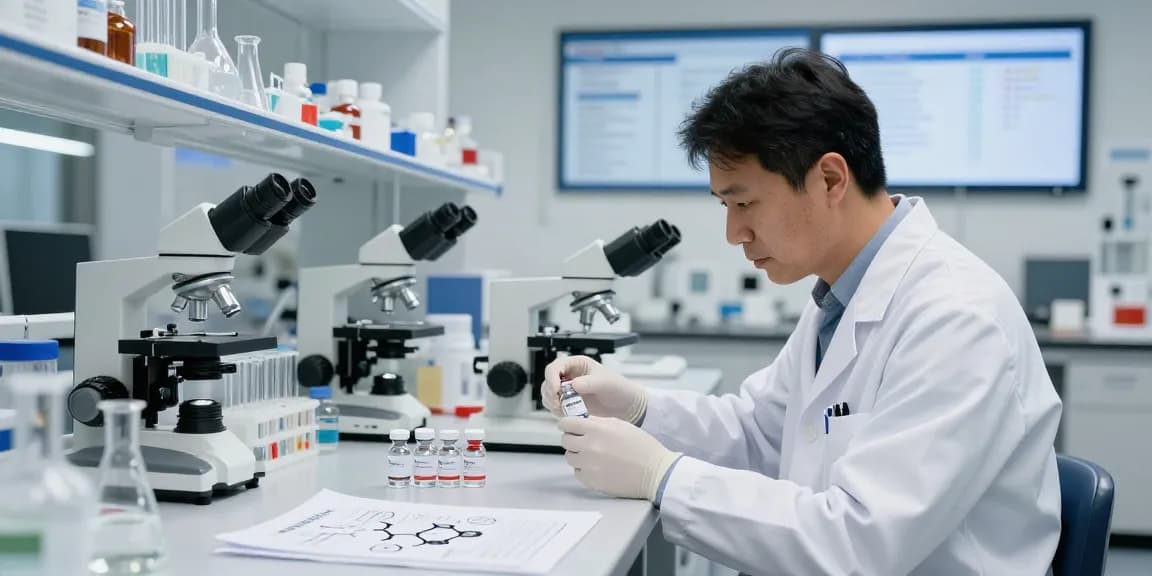 Buy Retatrutide UK in a professional laboratory setting with researchers examining high-purity vials for scientific advancements.