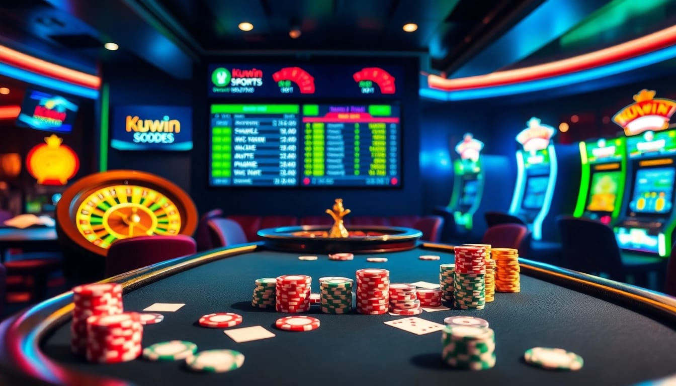 Exciting kuwin gambling scene featuring poker chips and a live betting environment.