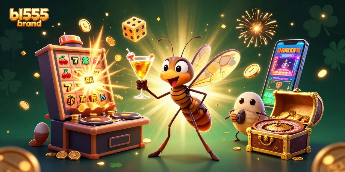 Engage with the captivating bl555brand casino scene featuring a unique frozen-in-amber mosquito mascot among rich jackpot elements.