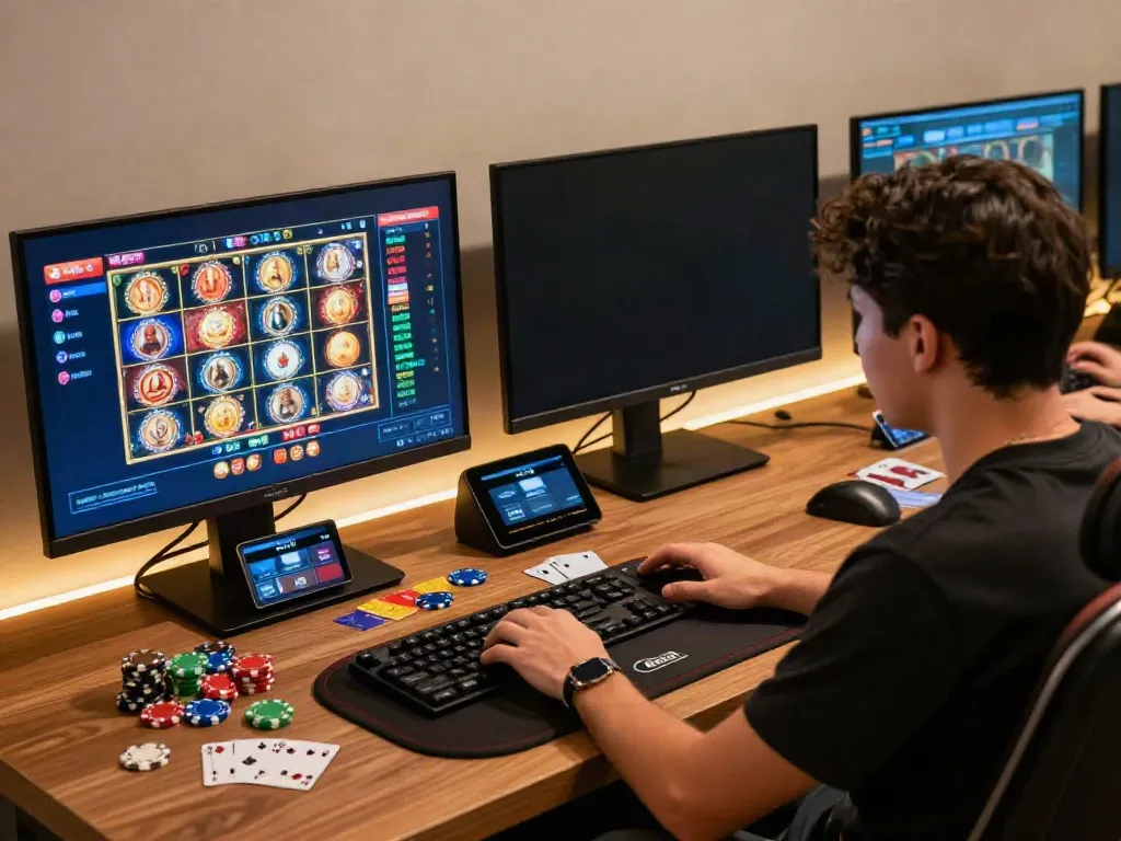 Player enjoying gameplay at casinos that accept credit cards, with vibrant graphics and payment options visible.
