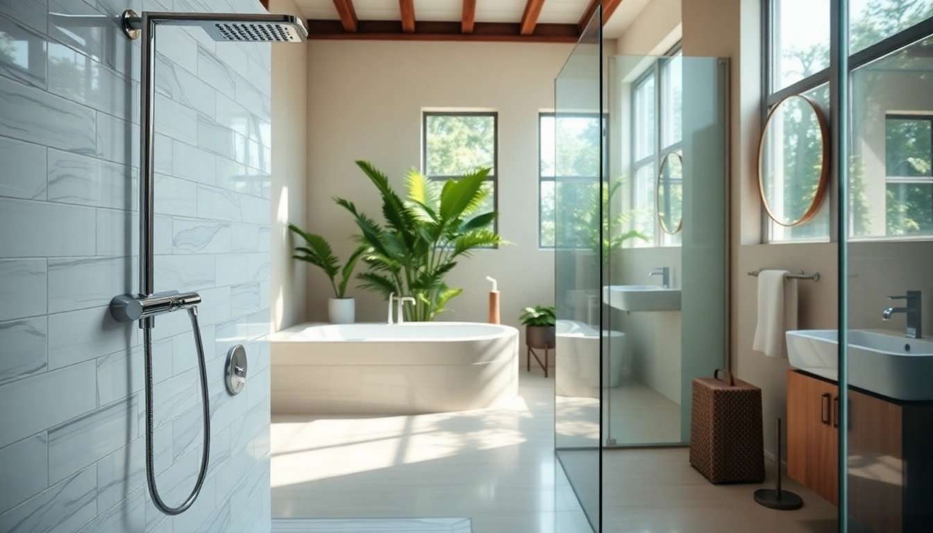 Experience stunning elegant showers in a luxurious bathroom with modern designs and natural lighting.