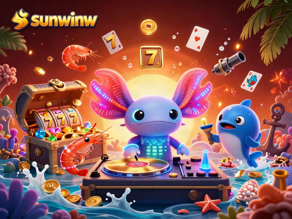 Experience the thrill of winning with sunwinw's vibrant 3D casino illustration featuring dynamic elements and exciting gaming action.