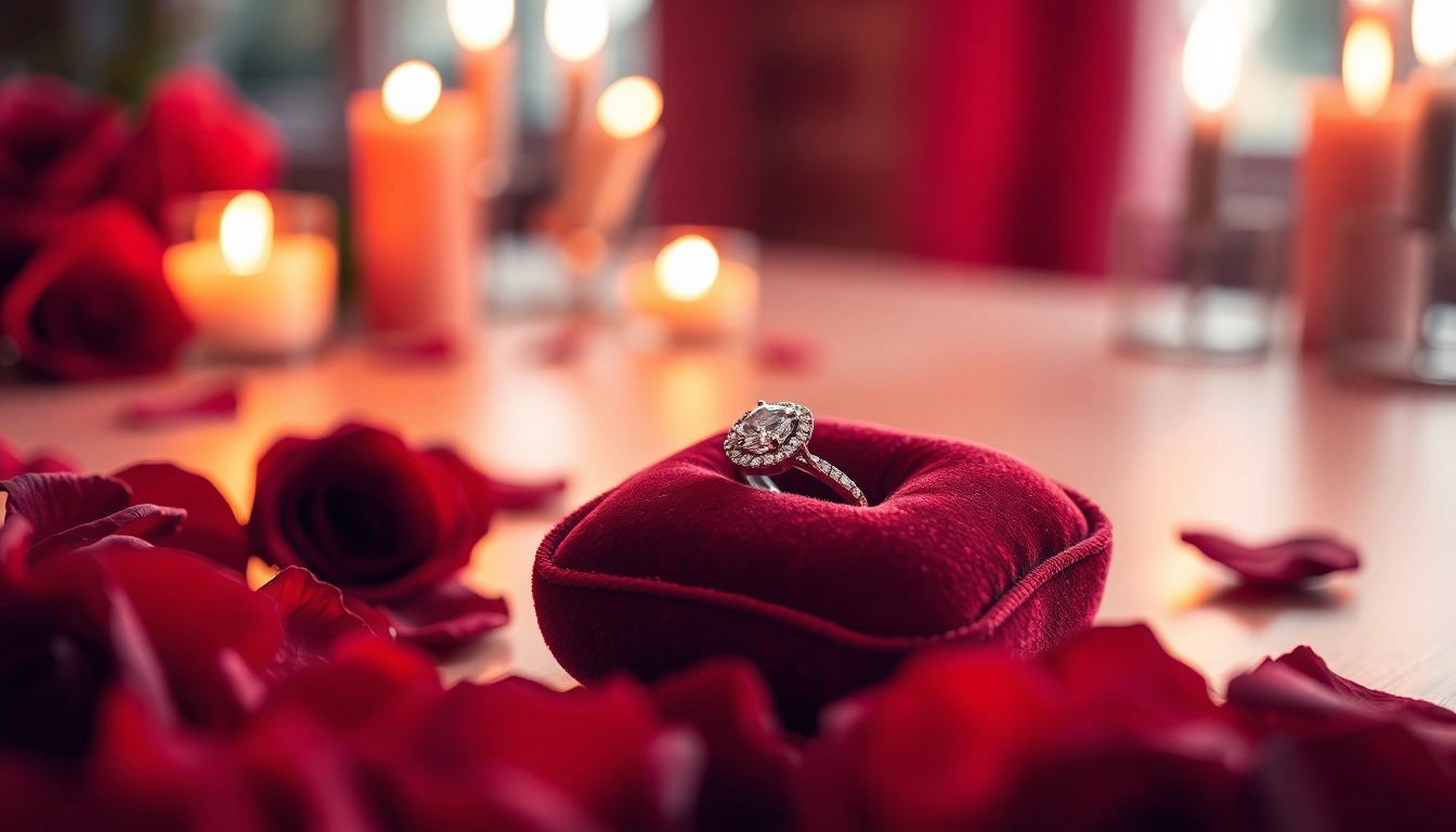 Buy engagement ring for Valentine’s Day UK with beautiful diamond on soft velvet.
