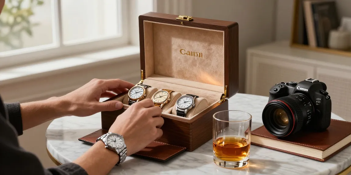 Quality replica watch collection in elegant display with luxury ambiance.