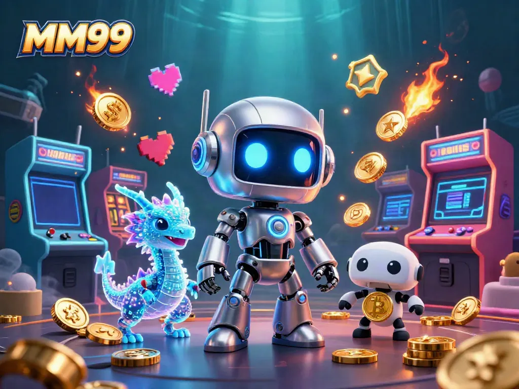 Spin to win at MM99 with a dynamic 3D illustration showcasing gaming excitement.