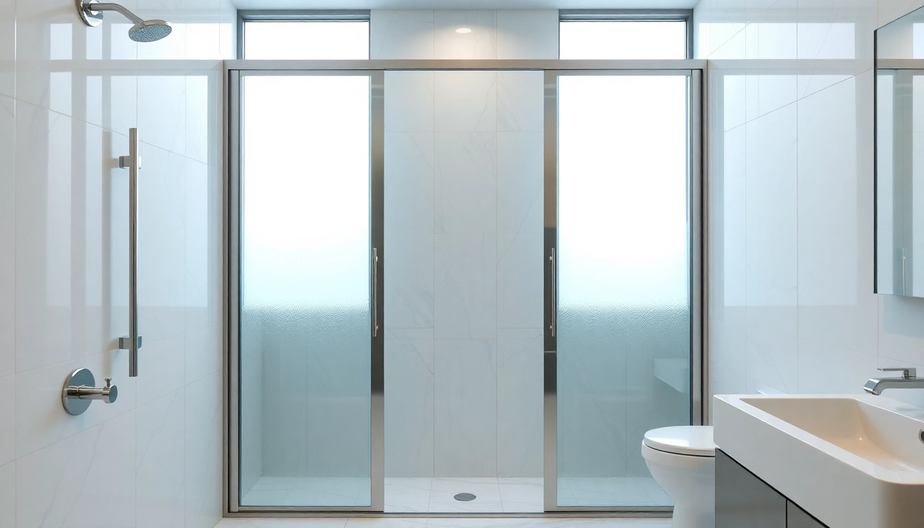 Showcasing sliding shower doors in a modern bathroom with elegant design features and natural lighting.