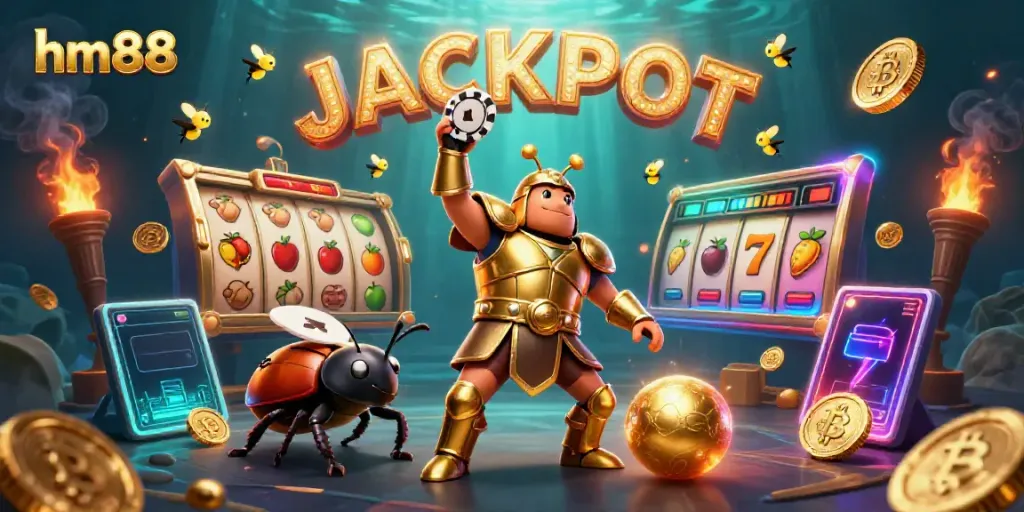 Experience the thrill of winning at hm88 with vibrant casino-themed characters and exciting gaming elements!