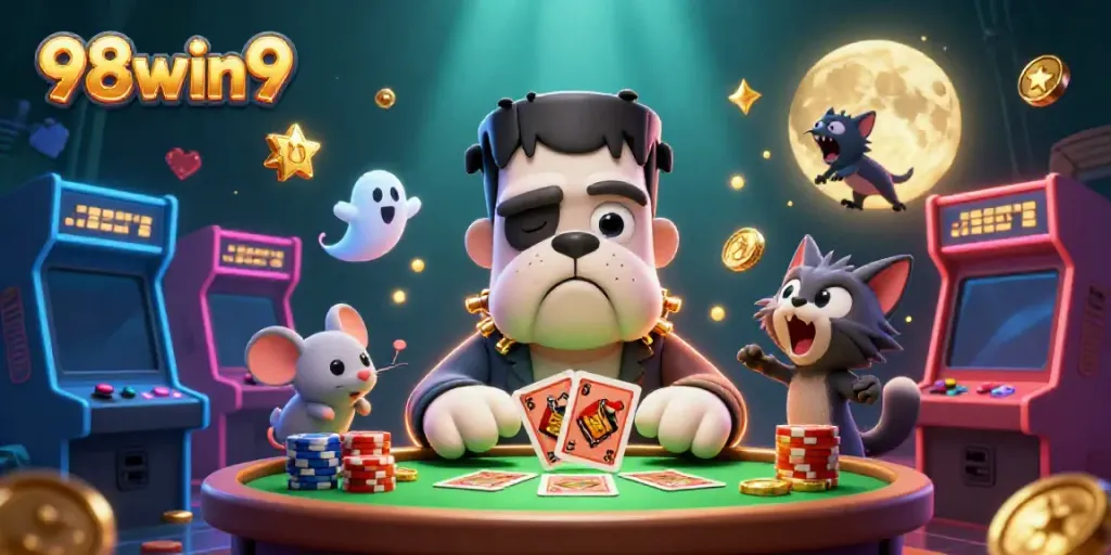 Engage with exciting games at 98win9, featuring thrilling characters and casino elements.