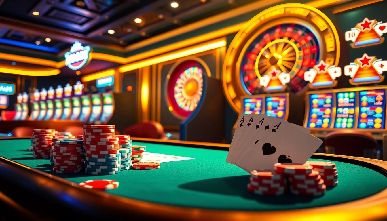 Experience the thrill of winning at MM88's vibrant casino with poker tables and jackpot slots.