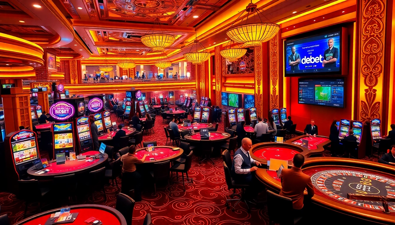 Experience the thrill of gambling at DEBET's vibrant casino featuring engaging tables and exciting games.