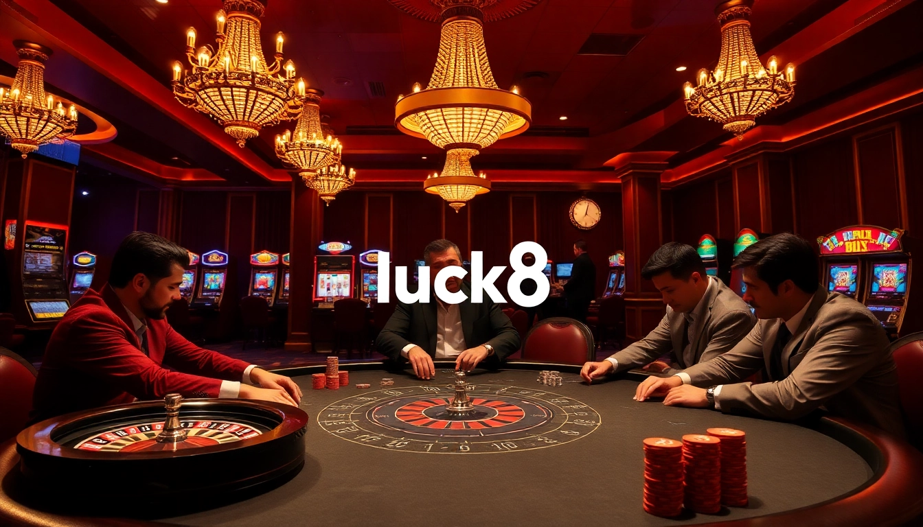 Experience high-stakes poker at luck8's exhilarating casino scene with elite players and vibrant games.
