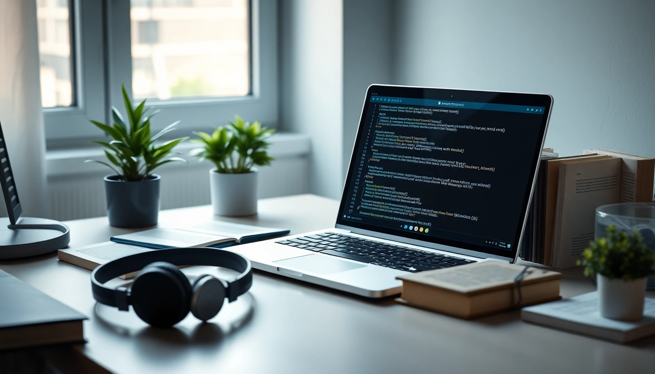 Morse code translator displayed on a laptop in a modern workspace for learning.