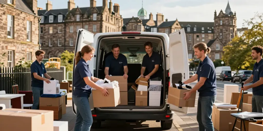 House Clearance Edinburgh team efficiently packing belongings into a van.