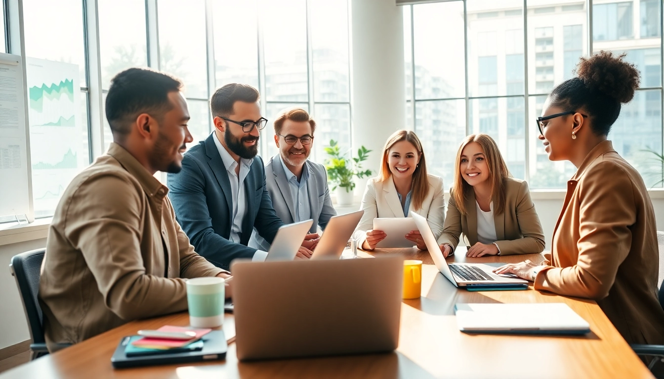 Business owners collaborating in a vibrant office setting, enhancing teamwork and productivity.