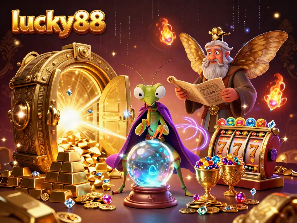 Experience thrilling luck and fortune with the lively lucky88 scene filled with treasures and vibrant casino elements.
