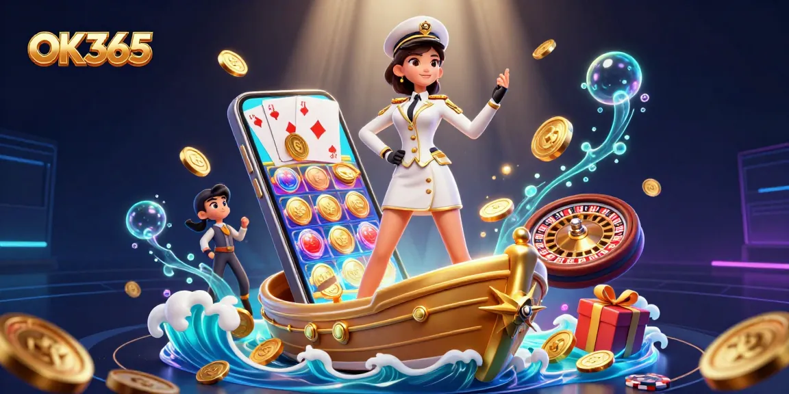 Engage with OK365 through immersive slot gameplay amidst a vibrant casino atmosphere.