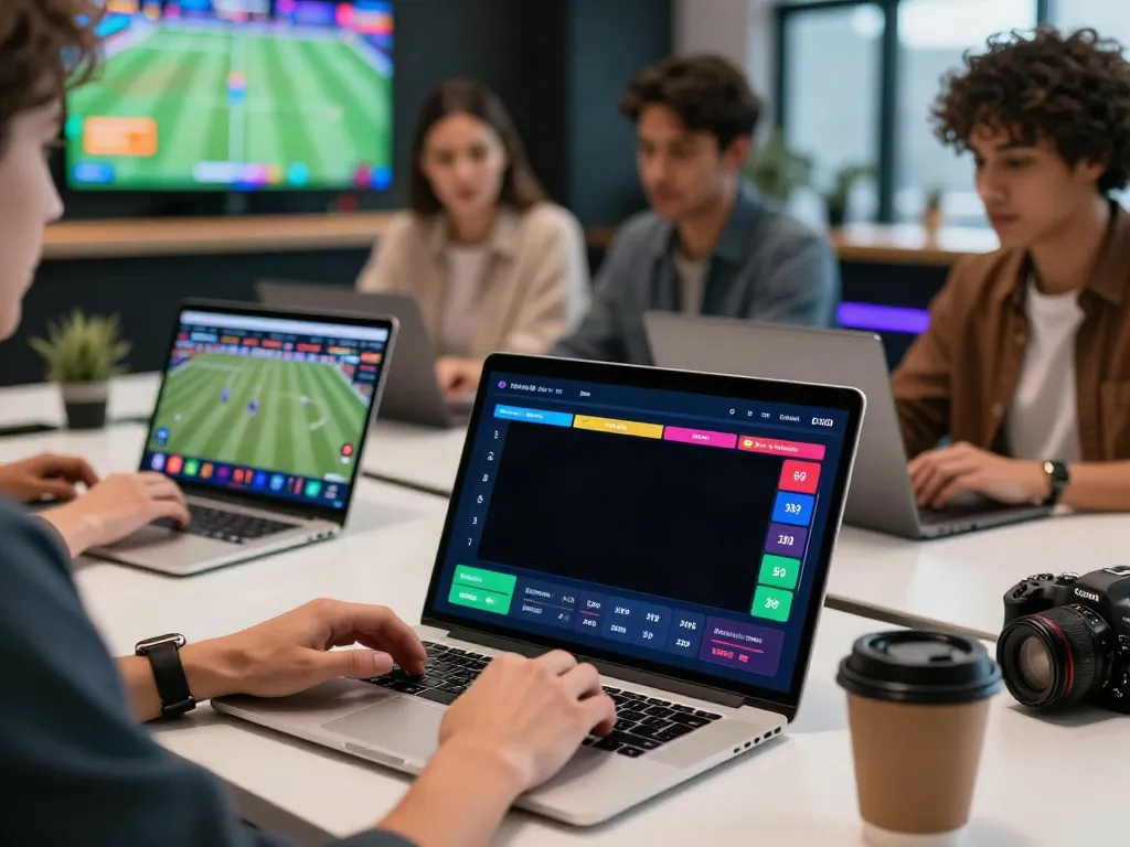 Engaged users on nhà cái oxbet platform utilizing smartphones and laptops for sports betting.