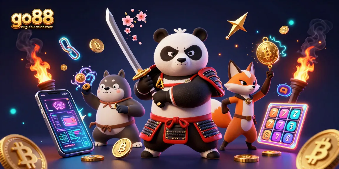 Experience go88 trang chu chinh thuc with an action-packed gaming illustration showcasing crypto and slots.