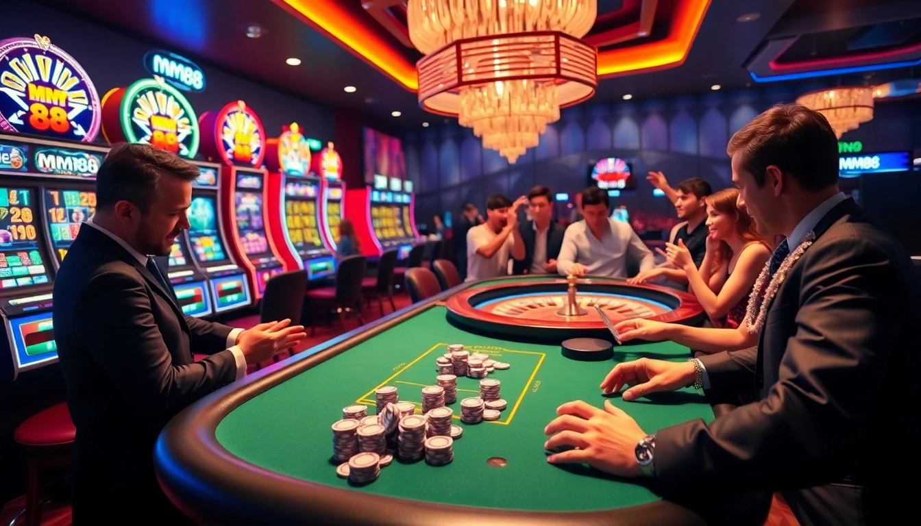 The MM88 casino offers thrilling gaming experiences with vibrant slot machines and exciting poker tables.