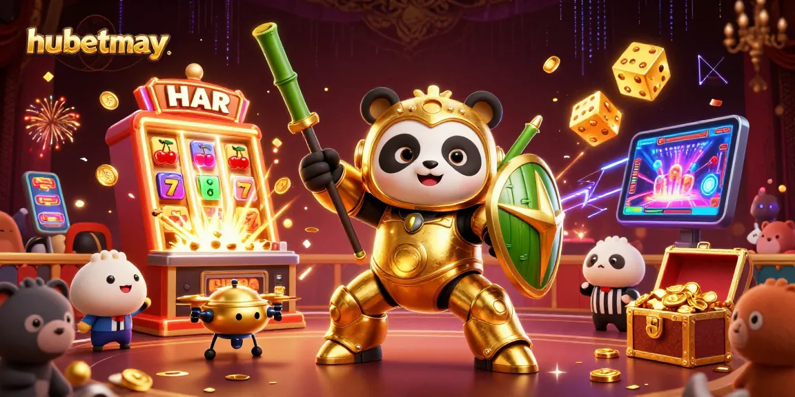 Experience thrilling jackpots at hubetmay with vibrant 3D illustrations of slots and vibrant game elements.