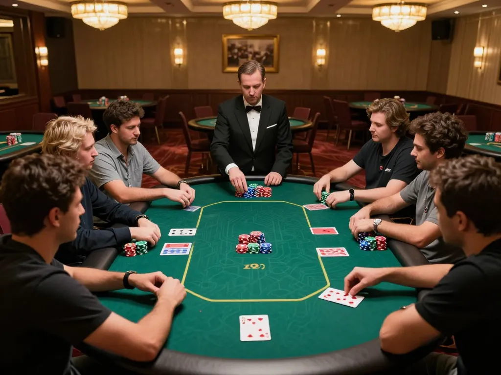 High-stakes poker game at Go8 casino with players engaged in intense strategy