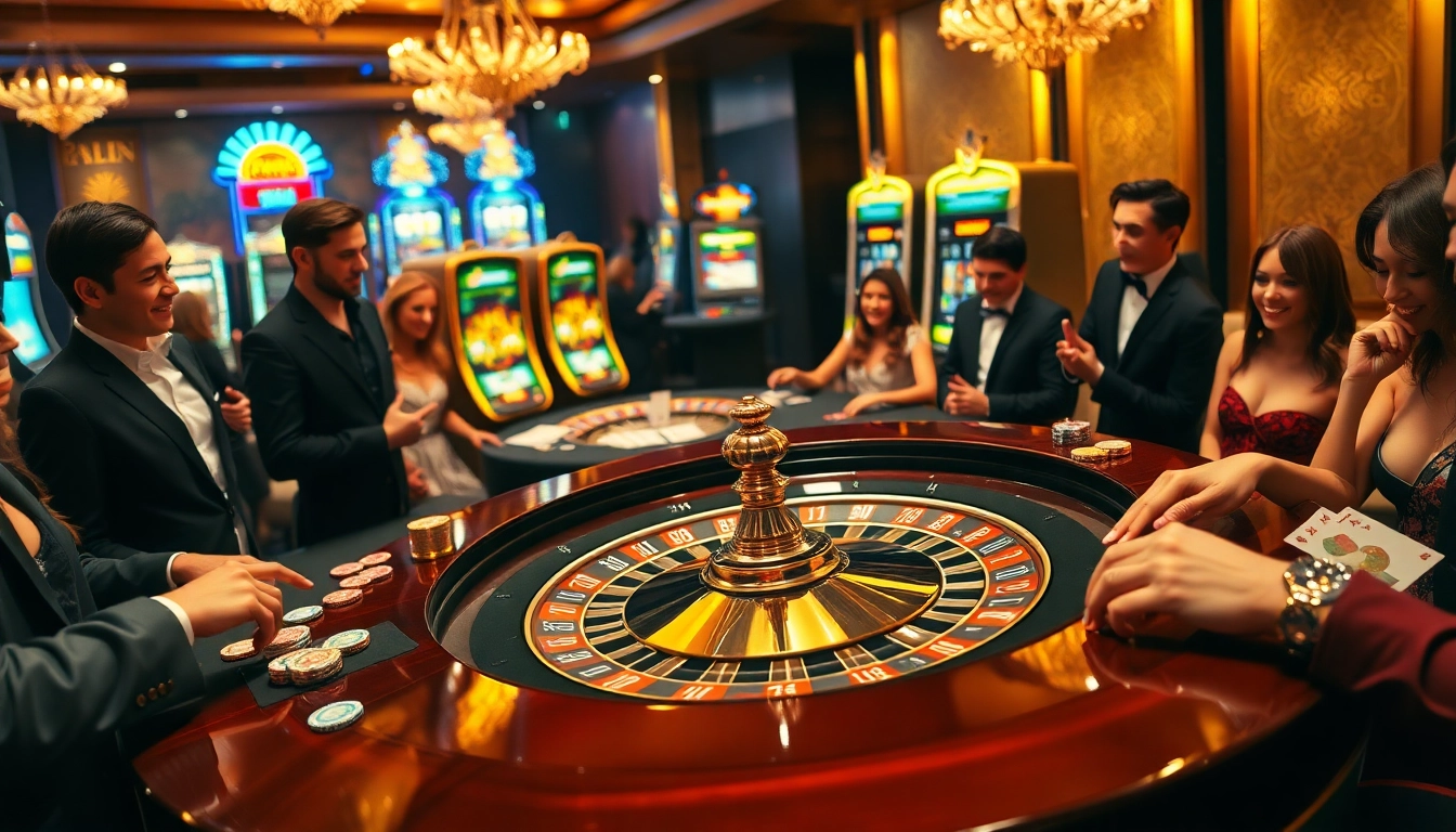 Players enjoying a thrilling game at CM88's luxurious casino table with vibrant chips and cards.