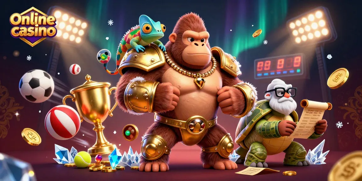 Experience an online casino adventure with a 3D gorilla king, chameleon spy, and tortoise elder.