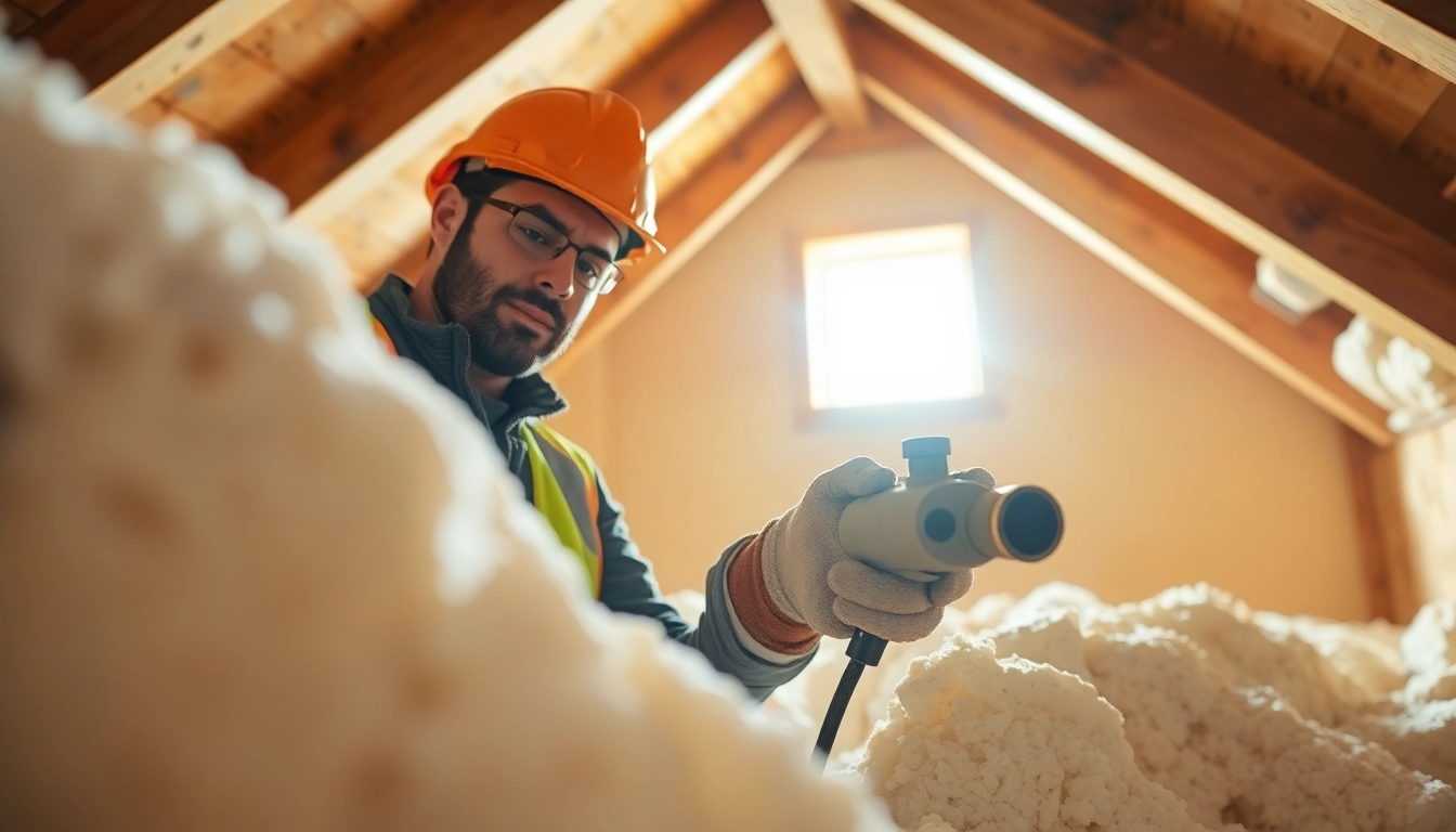 Professional contractor performing spray foam insulation removal in a well-lit attic with insulation remnants.
