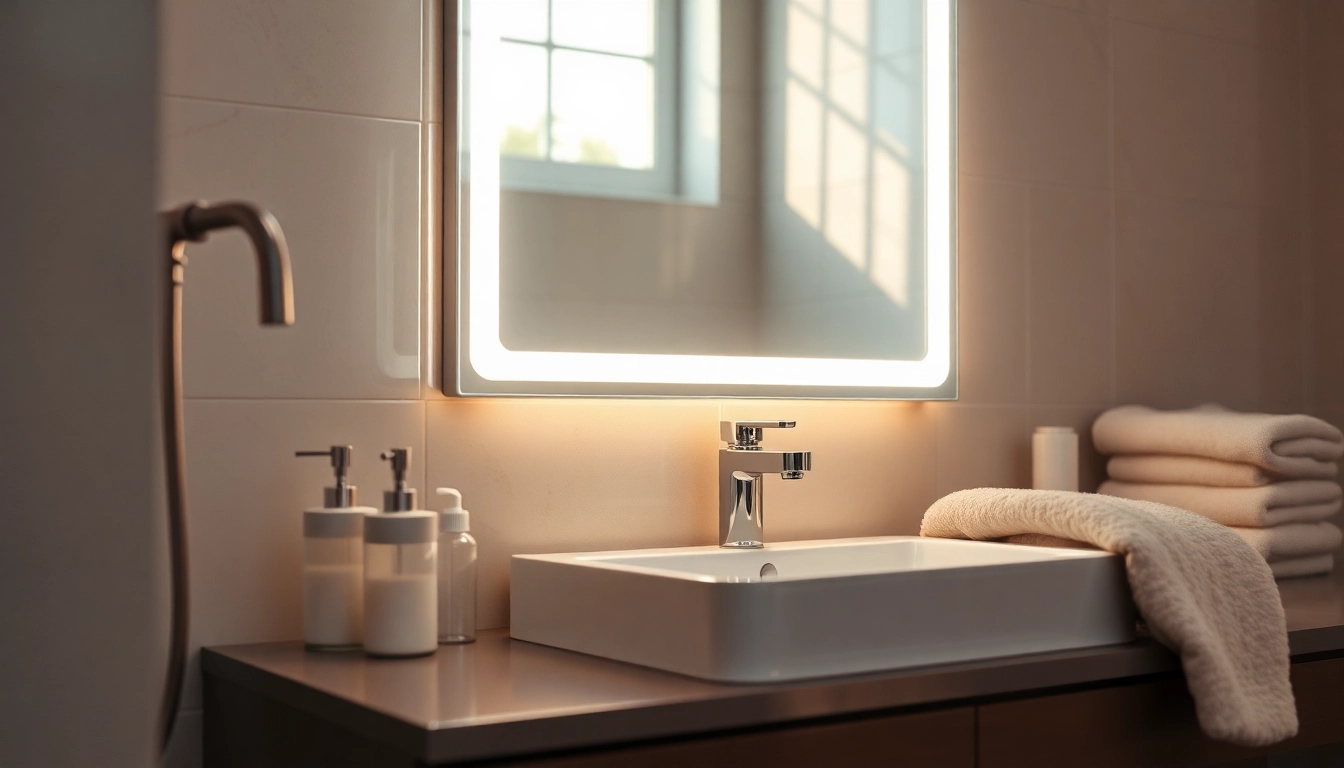 Enhance your bathroom ambiance with a stylish mirror light mirror reflecting elegance and comfort.