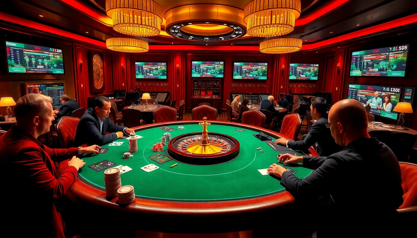 Intense gambling action at Luongsontv5.com poker table, showcasing high stakes and expert strategies.