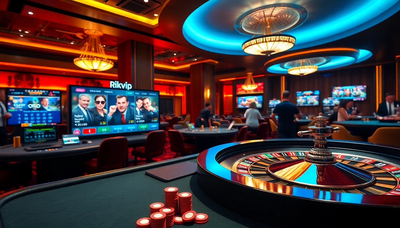 Engaging scene of players at Rikvip, showcasing thrilling casino action and vibrant game interfaces.