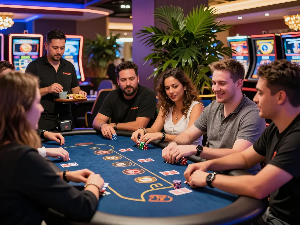 Engage in gaming excitement while tải game hitclub with friends in a stylish casino atmosphere.