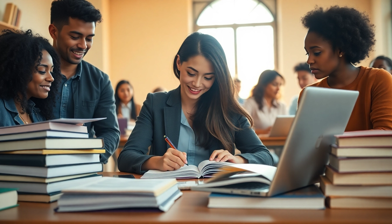 Pay someone to take GRE for me by highlighting diverse students studying together.