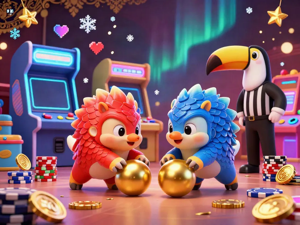 Experience the thrill of XX 8 gaming with rival pangolins bowling through poker chips and vibrant arcade elements.